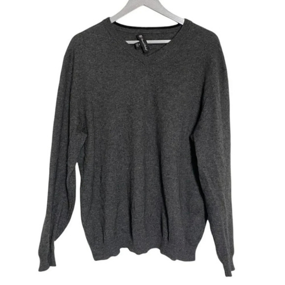 Daniel‎ Bishop XL gray 100% cashmere V-neck sweater